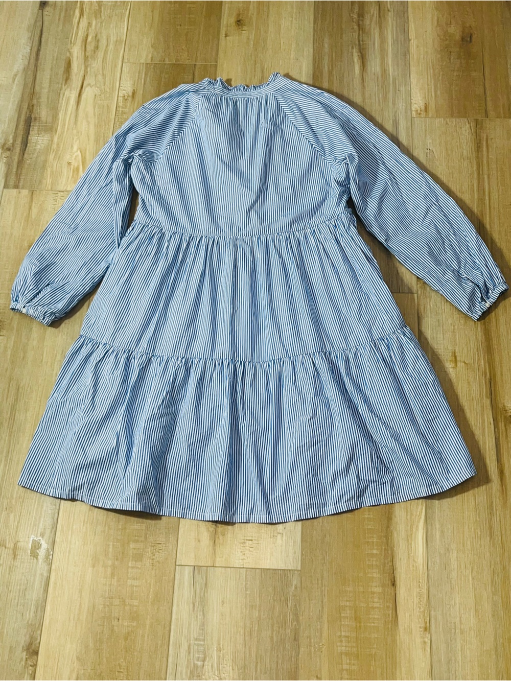 J.Crew Striped Cotton Poplin Tiered Ruffle Neck Dress Size LT - Picture 8 of 8